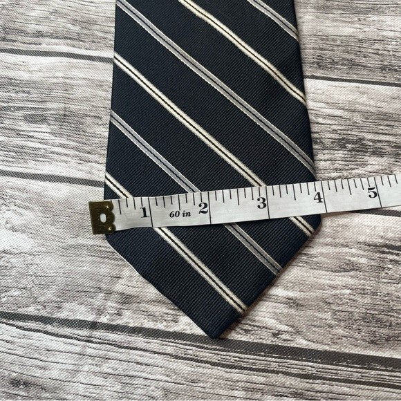 Nordstrom Mens Black White Grey Gray Diagonal Stripe Patterned Silk Tie One Size - Picture 7 of 7